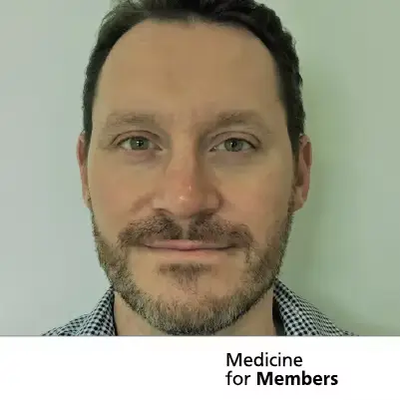 Dr Ben Clark. Text reads 'medicine for members'