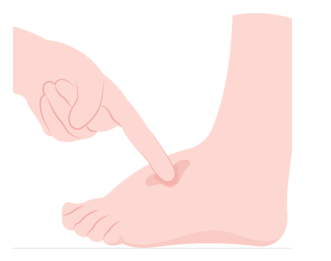 Illustration of a finger pointing to a foot