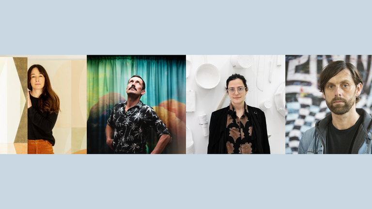 Four photographs of artist headshots