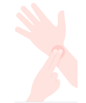 Illustration of left index and middle finger on top of left wrist