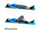 Illustrations of a person laying on their back, first Illustration with their legs straight, then the second Illustration with their right knee bent.