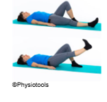 Illustration of a person laying on their back with the left leg bent and and right leg raised off the floor