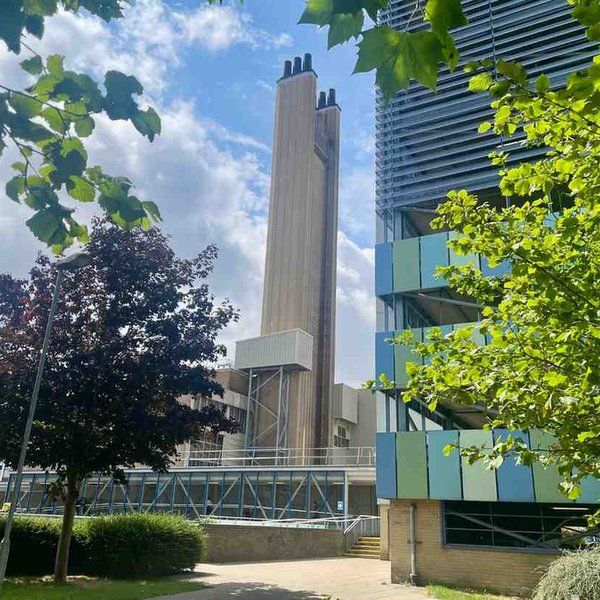 Addenbrooke's chimney and car park 1